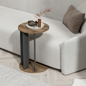 Table d’appoint Frederiksberg 64x34 cm aspect noyer / anthracite [en.casa] - premiumXL