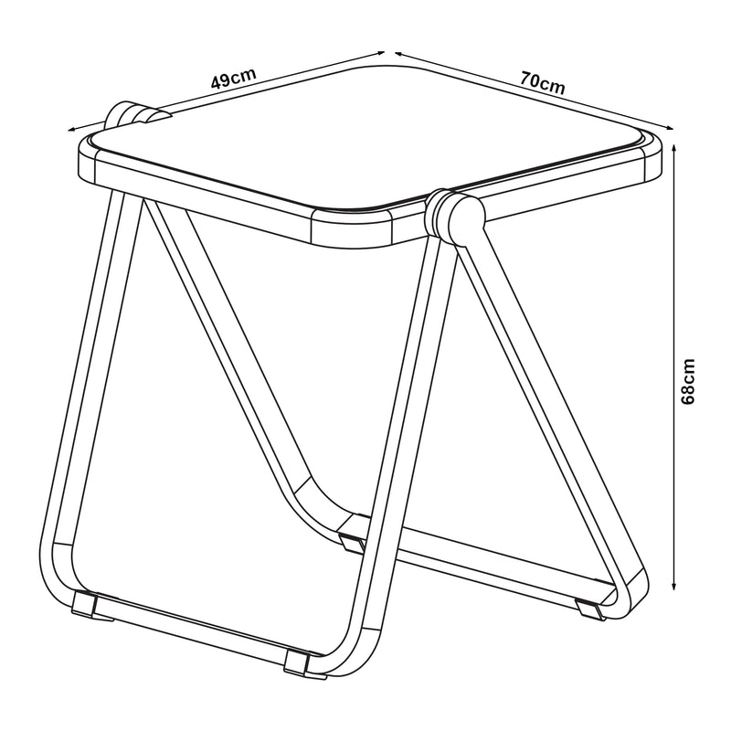 Croquis coté Table d'appoint pliable Alerhavn 70 x 49 x 68 cm [en.casa] 