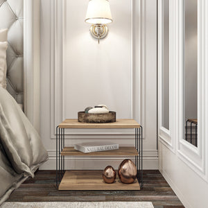 Table d'appoint Åtvidaberg avec 2 étagères panneau de particules métal 50 x 40 x 33 cm [en.casa]