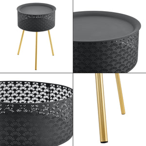 Beistelltisch Forshaga Schwarz-Gold versch. Größen [en.casa]