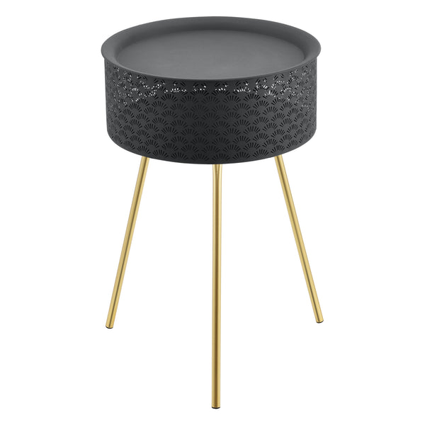 Tavolino Treppiede Forshaga Nero/Oro [en.casa]