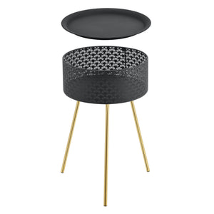 Tavolino Treppiede Forshaga Nero/Oro [en.casa]