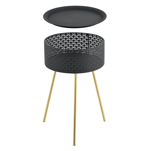 Tavolino Treppiede Forshaga Nero/Oro [en.casa]