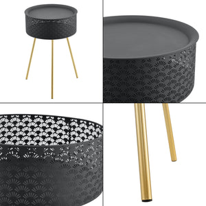 Tavolino Treppiede Forshaga Nero/Oro [en.casa]