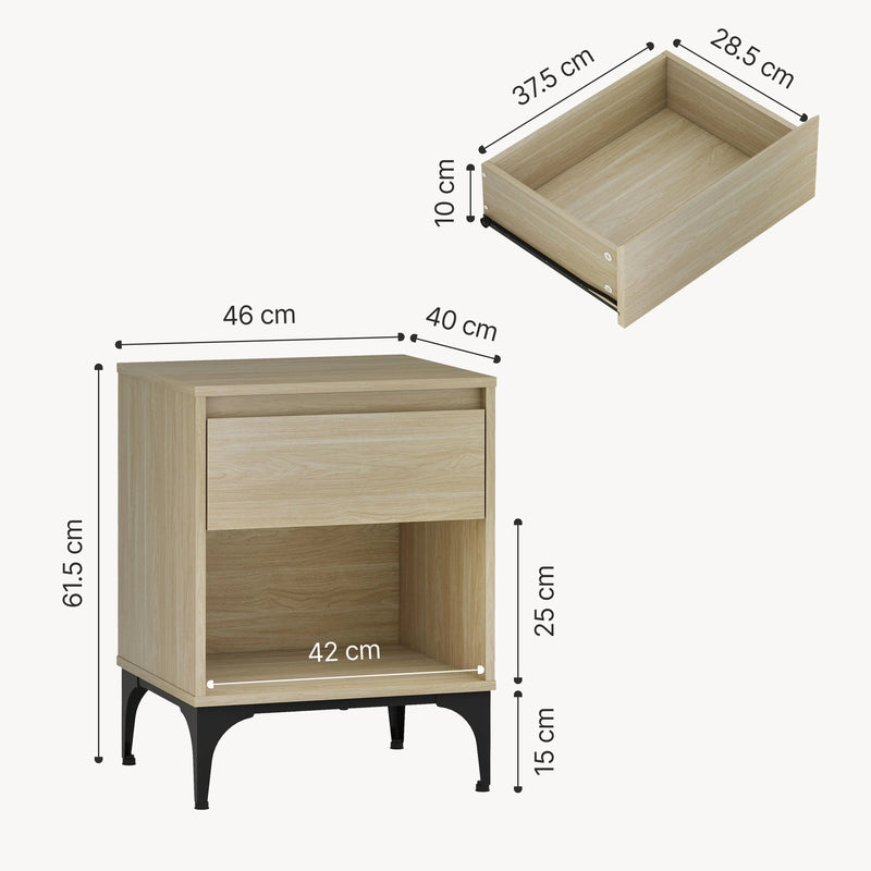 Croquis coté Table d'appoint Kistiandi 62 x 46 x 40 cm [en.casa]