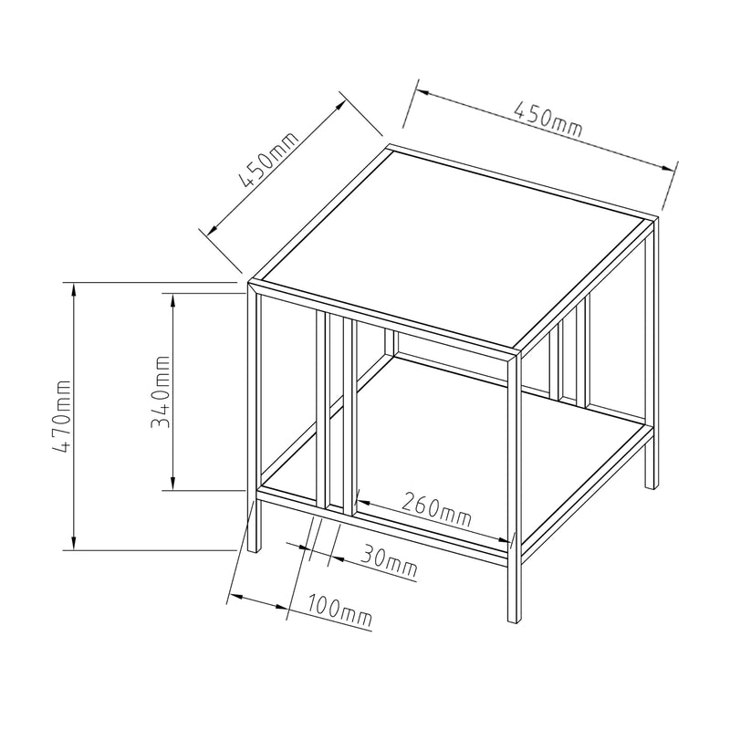 Croquis coté Table d'appoint Kumlinge acier [en.casa]