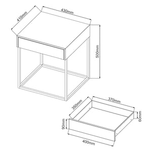 Comodino Rautjärvi in Acciaio con Cassetto - Vari Colori [en.casa] 