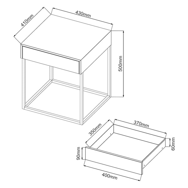 Comodino Rautjärvi in Acciaio con Cassetto - Vari Colori [en.casa] 