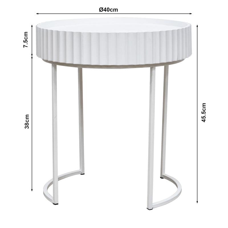 Croquis coté Table d’appoint Rill avec plateau rond 46 x 40 cm [en.casa]