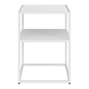 Table d'appoint Solund avec étagère acier verre trempé 55 x 40 x 40 cm [en.casa]