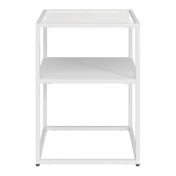 Table d'appoint Solund avec étagère acier verre trempé 55 x 40 x 40 cm [en.casa]