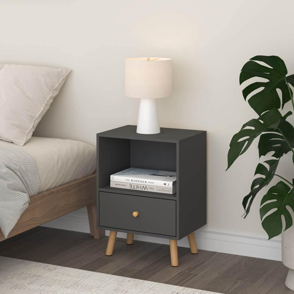 Set di 2 Comodini Sundsvall con Cassetto e Scomparto [en.casa] 