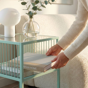 Table d’appoint Tronevn avec plateau en verre 50 x 40 x 40 cm [en.casa]
