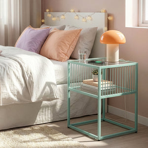 Table d’appoint Tronevn avec plateau en verre 50 x 40 x 40 cm [en.casa]
