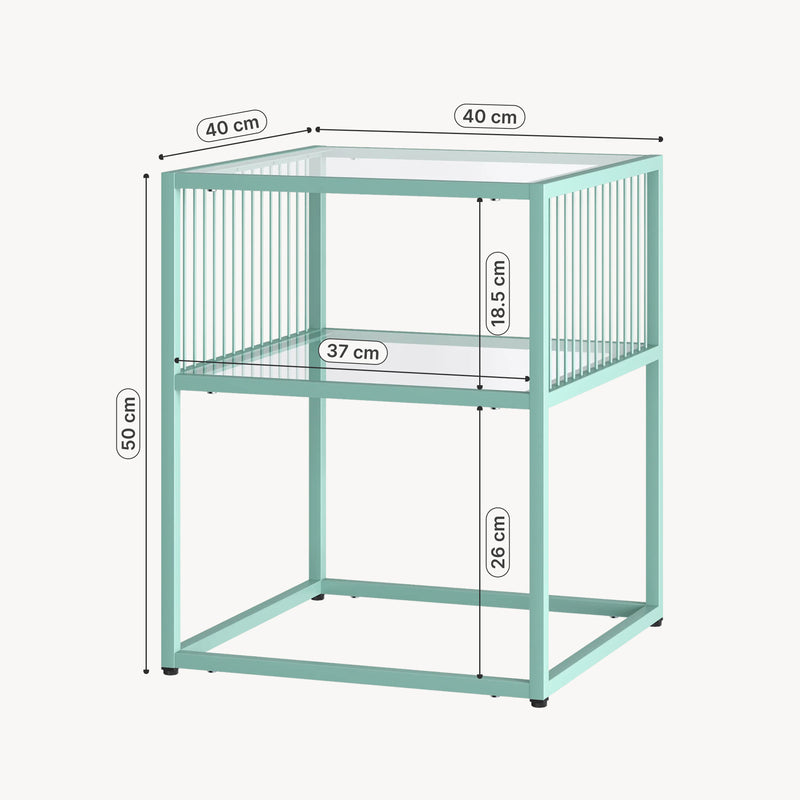 Croquis coté Table d’appoint Tronevn avec plateau en verre 50 x 40 x 40 cm [en.casa]
