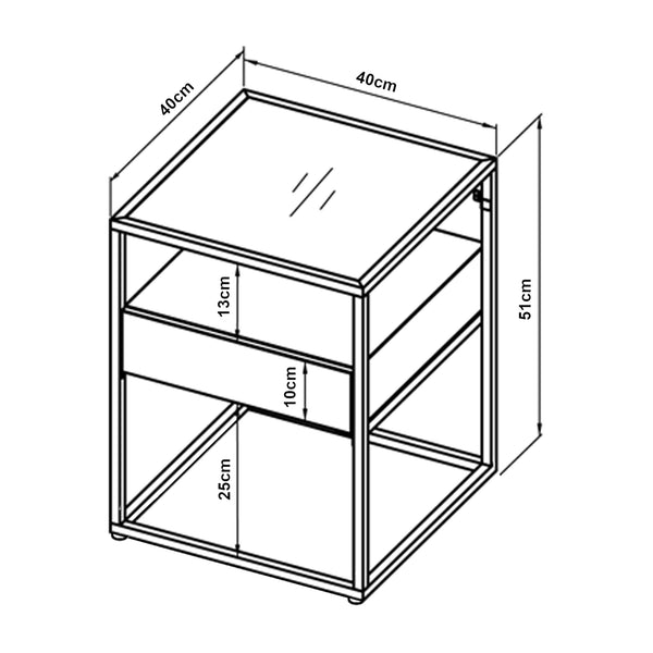 Table d'appoint Vissenbjerg acier verre trempé 51 x 40 x 40 cm [en.casa]