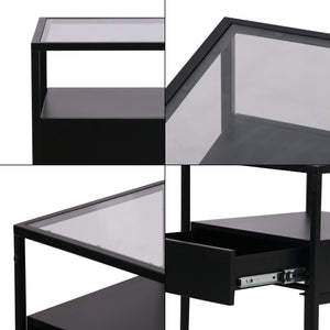 Table d'appoint Vissenbjerg acier verre trempé 51 x 40 x 40 cm [en.casa]