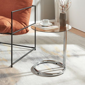 Tavolino Laterale Ylivieska con Piano Rotondo in Vetro Temperato (AxØ) 46 x 45 cm - Vari Colori [en.casa]