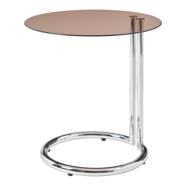 Tavolino Laterale Ylivieska con Piano Rotondo in Vetro Temperato (AxØ) 46 x 45 cm - Vari Colori [en.casa]