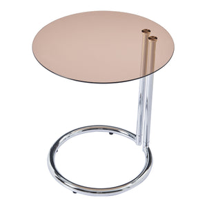 Tavolino Laterale Ylivieska con Piano Rotondo in Vetro Temperato (AxØ) 46 x 45 cm - Vari Colori [en.casa]