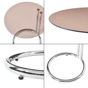 Tavolino Laterale Ylivieska con Piano Rotondo in Vetro Temperato (AxØ) 46 x 45 cm - Vari Colori [en.casa]