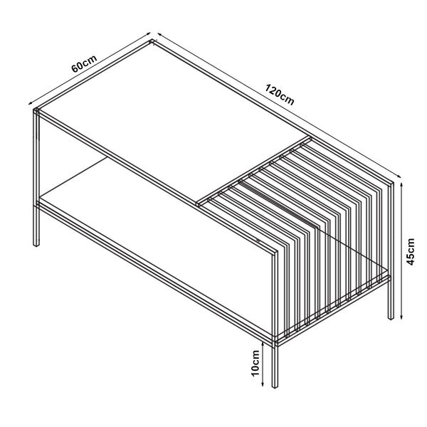 Tavolino Centrale da Salotto Pärghos 120x60x45 cm [en.casa] 