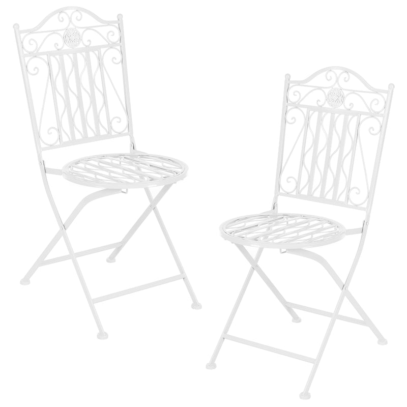 Schizzo in scala Set Bistrot Biella da Esterno con Tavolo Rotondo e 2 Sedie in Metallo Decorativo [en.casa]