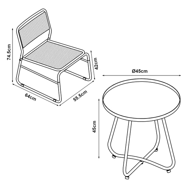 Bistroset Brienza 3-tlg. Polyrattan [casa.pro]