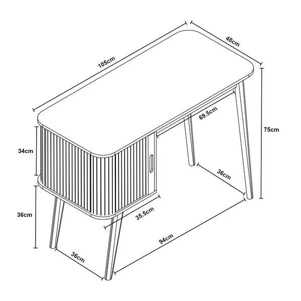 Bureau Tysvær bambou 75 x 105 x 48 cm [en.casa]