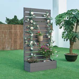 Fioriera con Spalliera Heerde in WPC Grigio [en.casa] 
