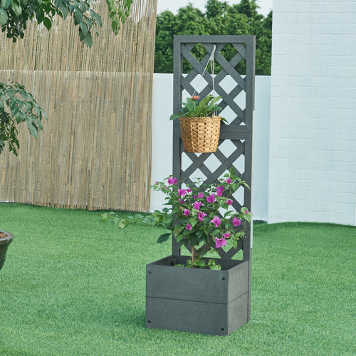 Fioriera con Spalliera Amstelveen per Piante Rampicanti - Grigio [en.casa] 