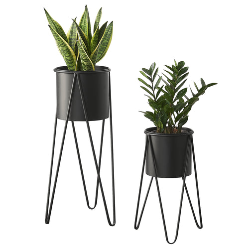 Supporto per piante Hedera set da 2 in metallo nero [en.casa] - premiumXL