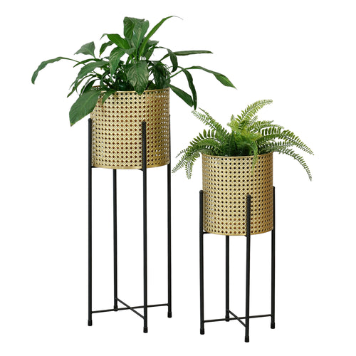 Support de pot de fleurs Mol 2 pièces Noir - Doré en.casa - premiumXL