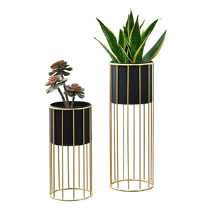 Supporto per vasi Mortsel set da 2 - metallo nero - dorato [en.casa] - premiumXL