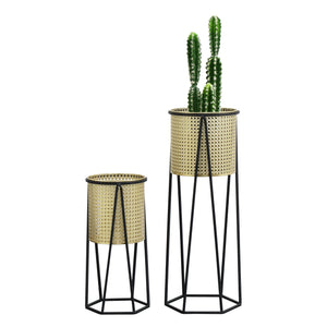 Set de 2 Supports de Plantes Musson Noir Doré [en.casa]