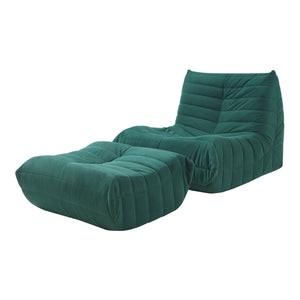 Set Kodsø di Poltrona Bassa e Pouf Poggiapiedi Imbottiti [en.casa]