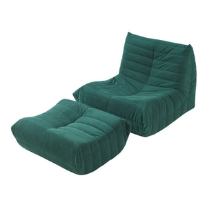 Set Kodsø di Poltrona Bassa e Pouf Poggiapiedi Imbottiti [en.casa]