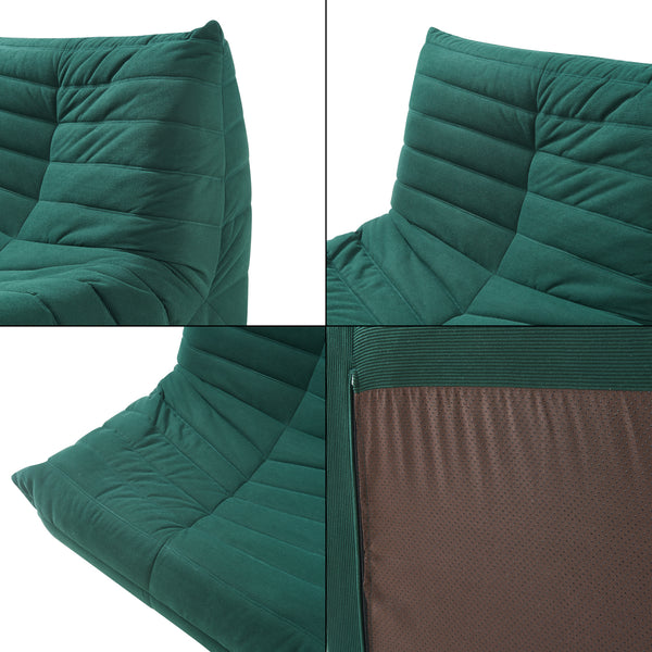 Set Kodsø di Poltrona Bassa e Pouf Poggiapiedi Imbottiti [en.casa]