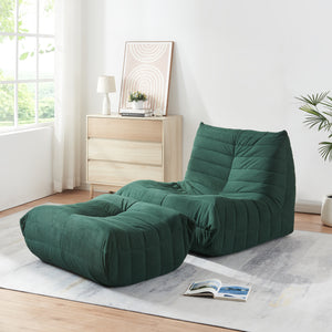 Set Kodsø di Poltrona Bassa e Pouf Poggiapiedi Imbottiti [en.casa]