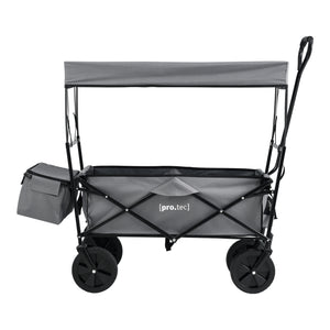 Chariot d'Extérieur Pliable avec Toit pour Jardin à 4 Roues 104 x 52 x 117 cm Noir Gris Foncé pro.tec