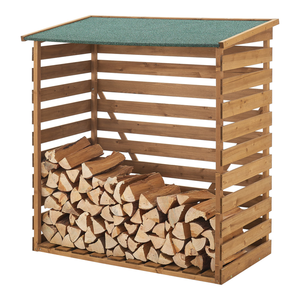 Abri à bois 123x116x64cm naturel bois de sapin [en.casa] - premiumXL