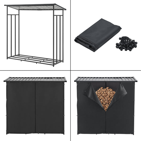 Brennholzregal Yakutat Schwarz in versch. Größen [casa.pro]