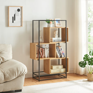 Étagère autoportante Rennebu acier noir effet chêne [en.casa]