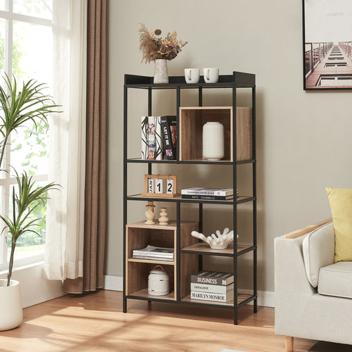 Scaffale Belana 137x70x33 cm Nero/effetto rovere [en.casa] - premiumXL