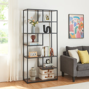 Libreria Østre 180x83x34 cm Nero/effetto noce [en.casa] - premiumXL