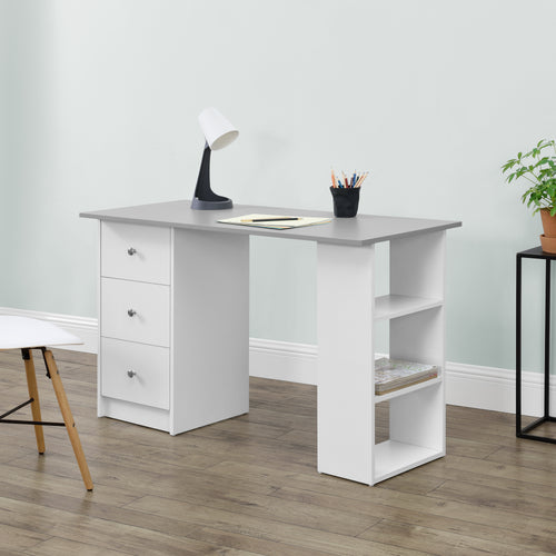 Scrivania Lemberg 120x50x72 cm con cassetti + ripiano en.casa - premiumXL