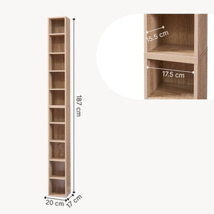 Scaffale a Colonna Tynset con 10 Scomparti per CD DVD 187x20x17 cm [en.casa]