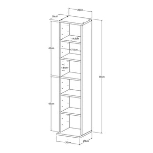 Scaffale a Colonna Tynset con 6 Scomparti per CD DVD 90x20x20 cm [en.casa]
