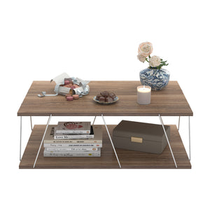 Tavolino da Salotto Tavolino Basso da Caffè 91 x 62 x 30 cm Tavolino Rettangolare con 2 Piani di Appoggio - Vari Colori [en.casa]