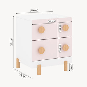 Comodino per bambini Vaarentaa 47x40x35 cm [en.casa]